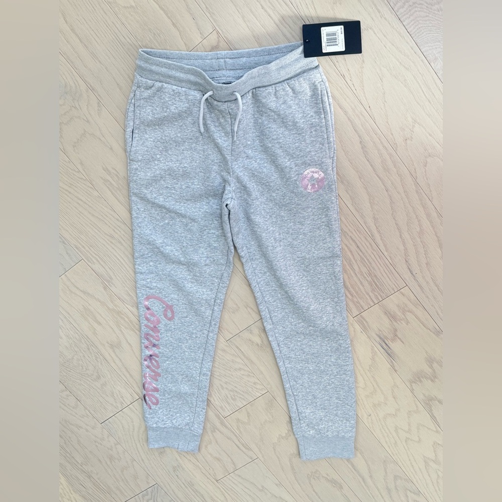 NWT Converse Light Gray Kids Sweatpants with Logo